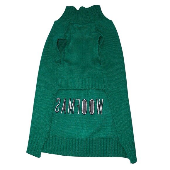 Christmas Dog Sweater Duke & Daisy Size Large Merry Woofmas Green Photo Shoot - Picture 2 of 7